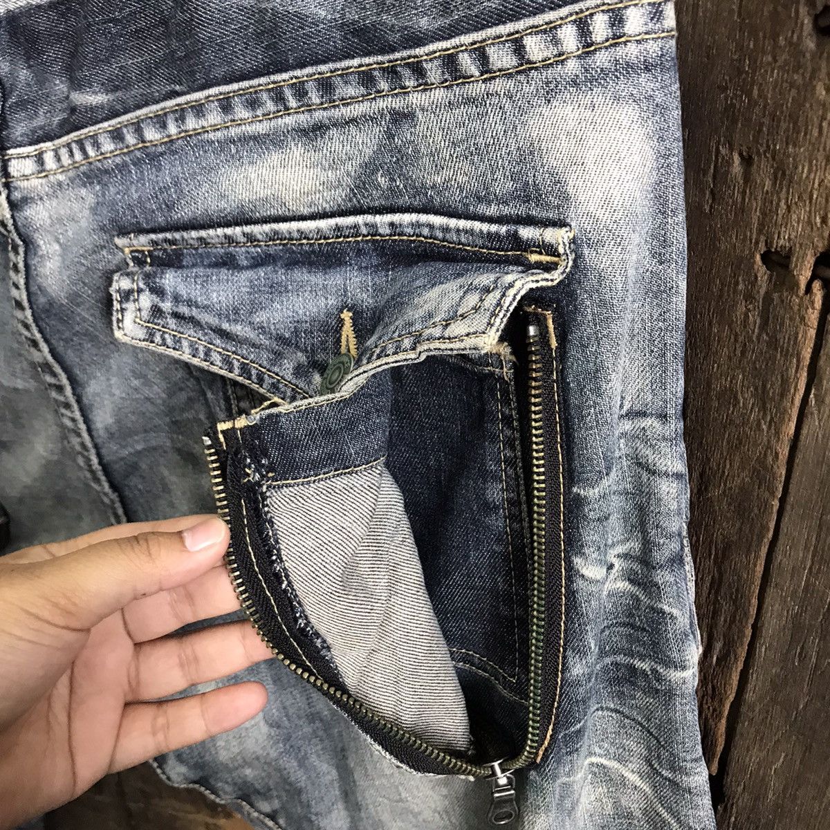 Japanese Brand PPFM Curve Cut Denim Jeans Size US 33 - 7 Thumbnail