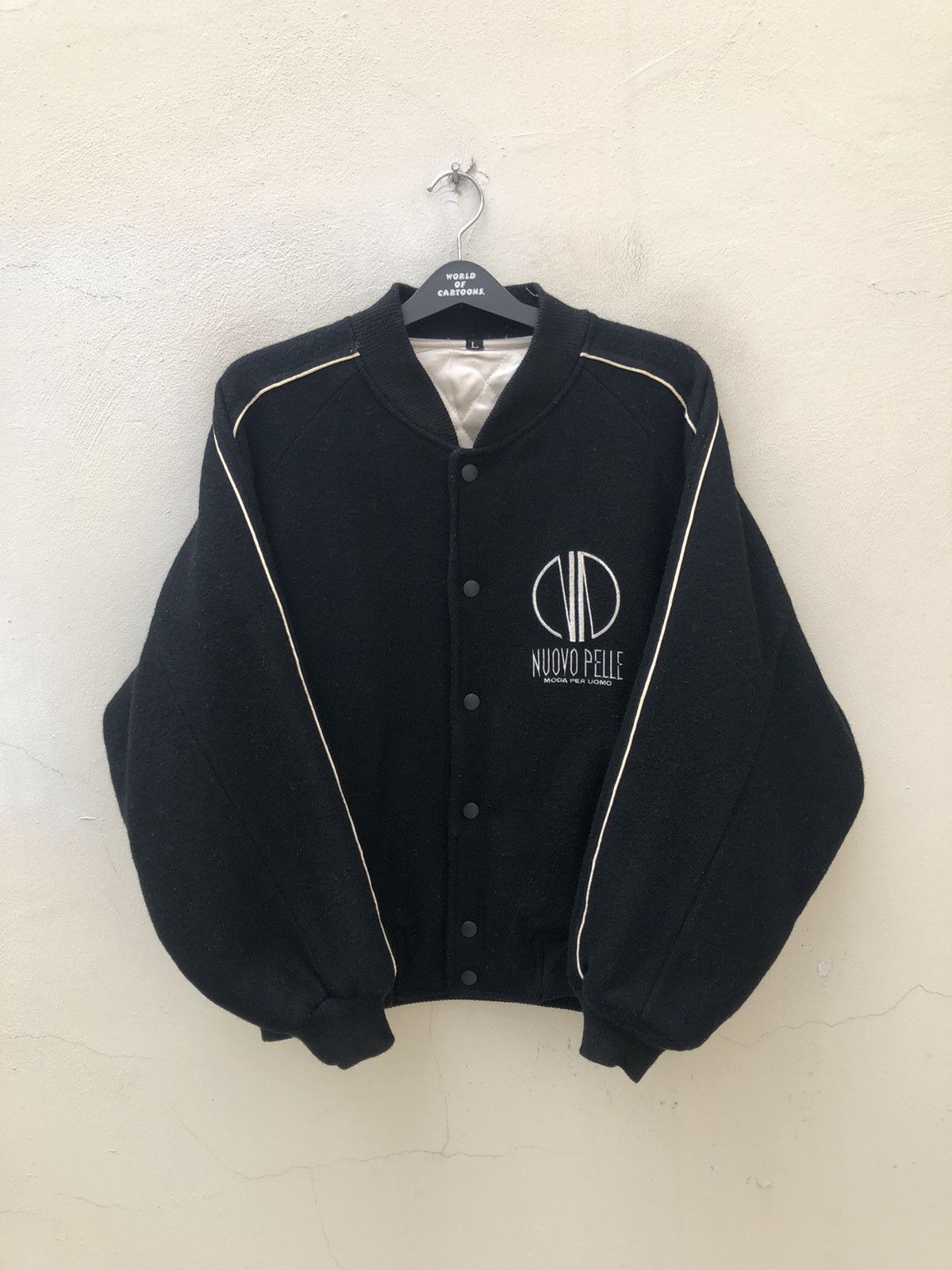 Vintage Vintage 90s NUOVO PELLE SPORT Wool Varsity Bomber Jacket Size US L / EU 52-54 / 3 - 4 Thumbnail