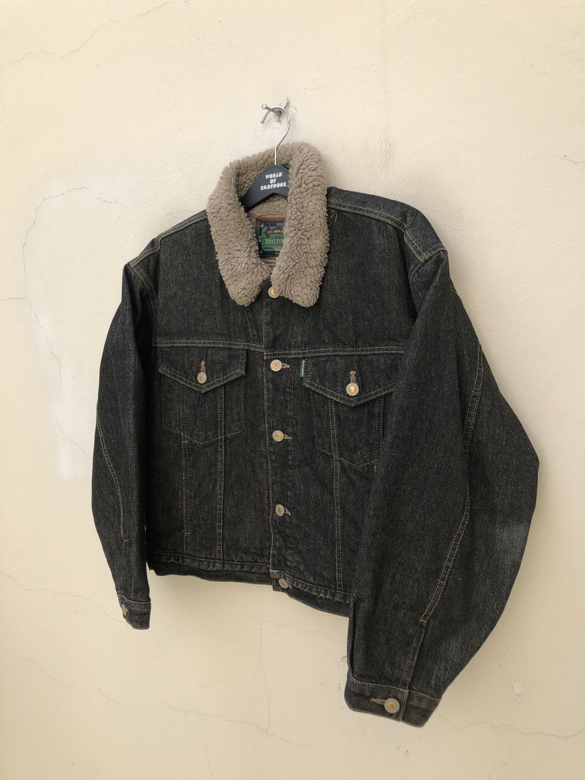 Big John Vintage 90s Big John Japan Sherpa Lined Denim Trucker Jacket Size US L / EU 52-54 / 3 - 4 Thumbnail