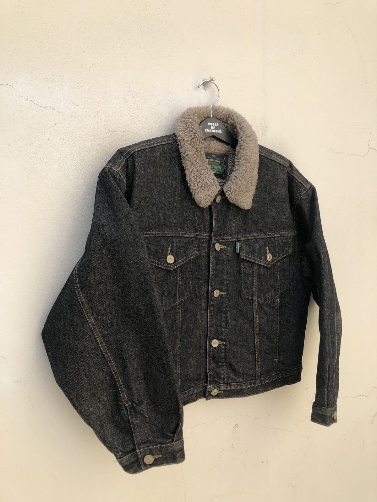Big John Vintage 90s Big John Japan Sherpa Lined Denim Trucker Jacket Size US L / EU 52-54 / 3 - 5 Thumbnail
