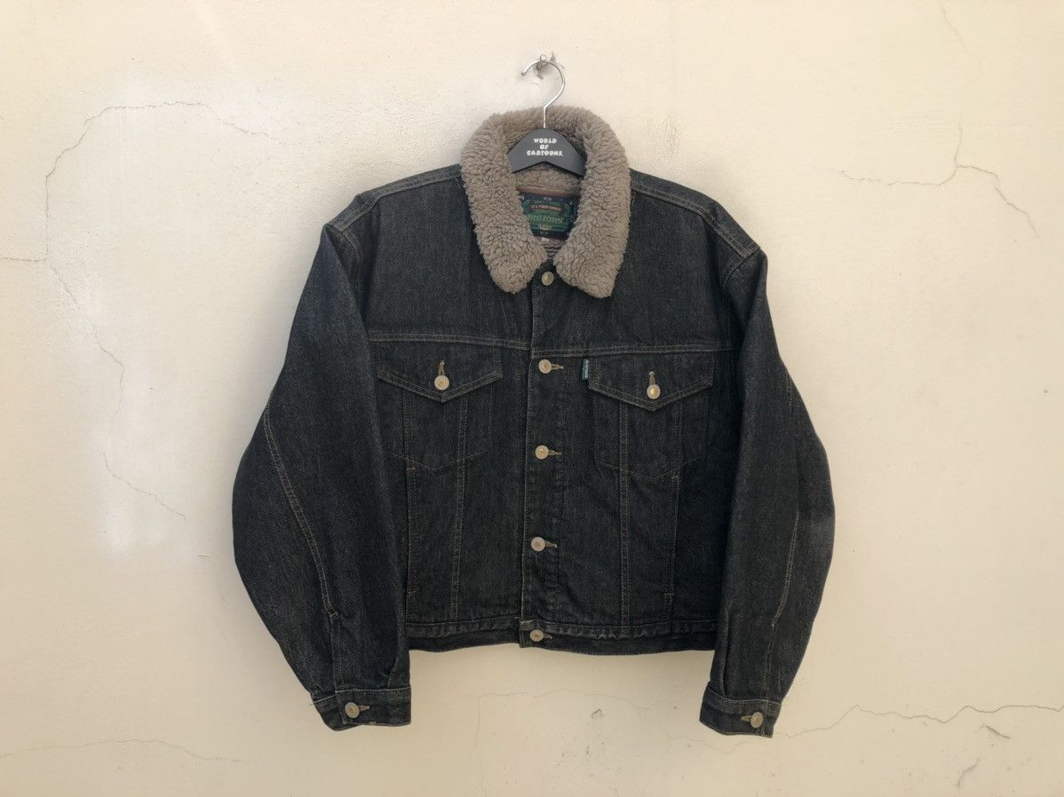 Big John Vintage 90s Big John Japan Sherpa Lined Denim Trucker Jacket Size US L / EU 52-54 / 3 - 1 Thumbnail