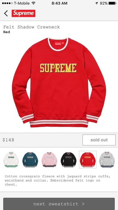 Supreme Felt Shadow Crewneck | Grailed