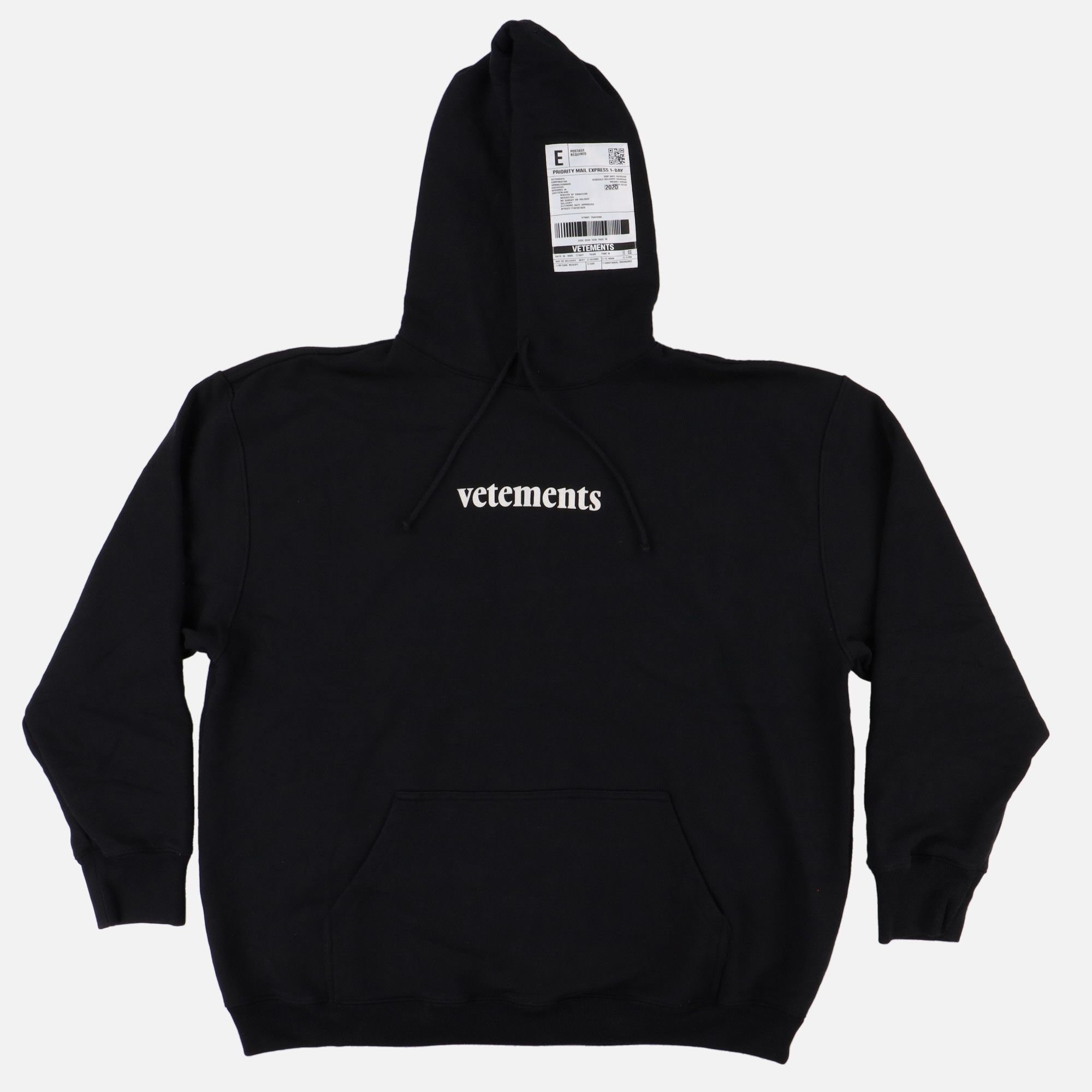 Vetements Black Shipping Label Hoodie | Grailed