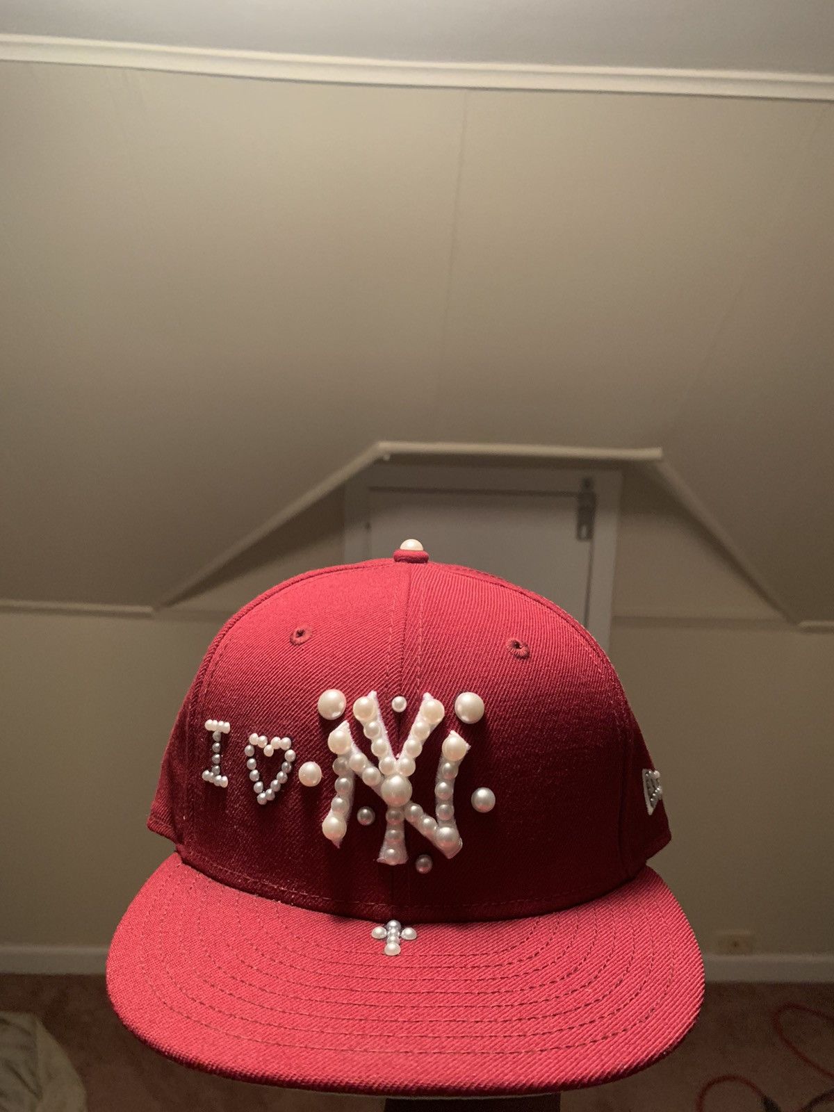 Red yankee fitted grey underbrim online