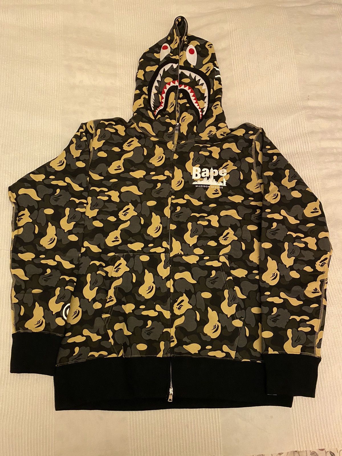 Bape Bape Madison Avenue Shark Hoodie Black/Gold Size Medium Grailed