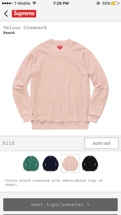 Supreme Supreme Velour Peach Crewneck | Grailed