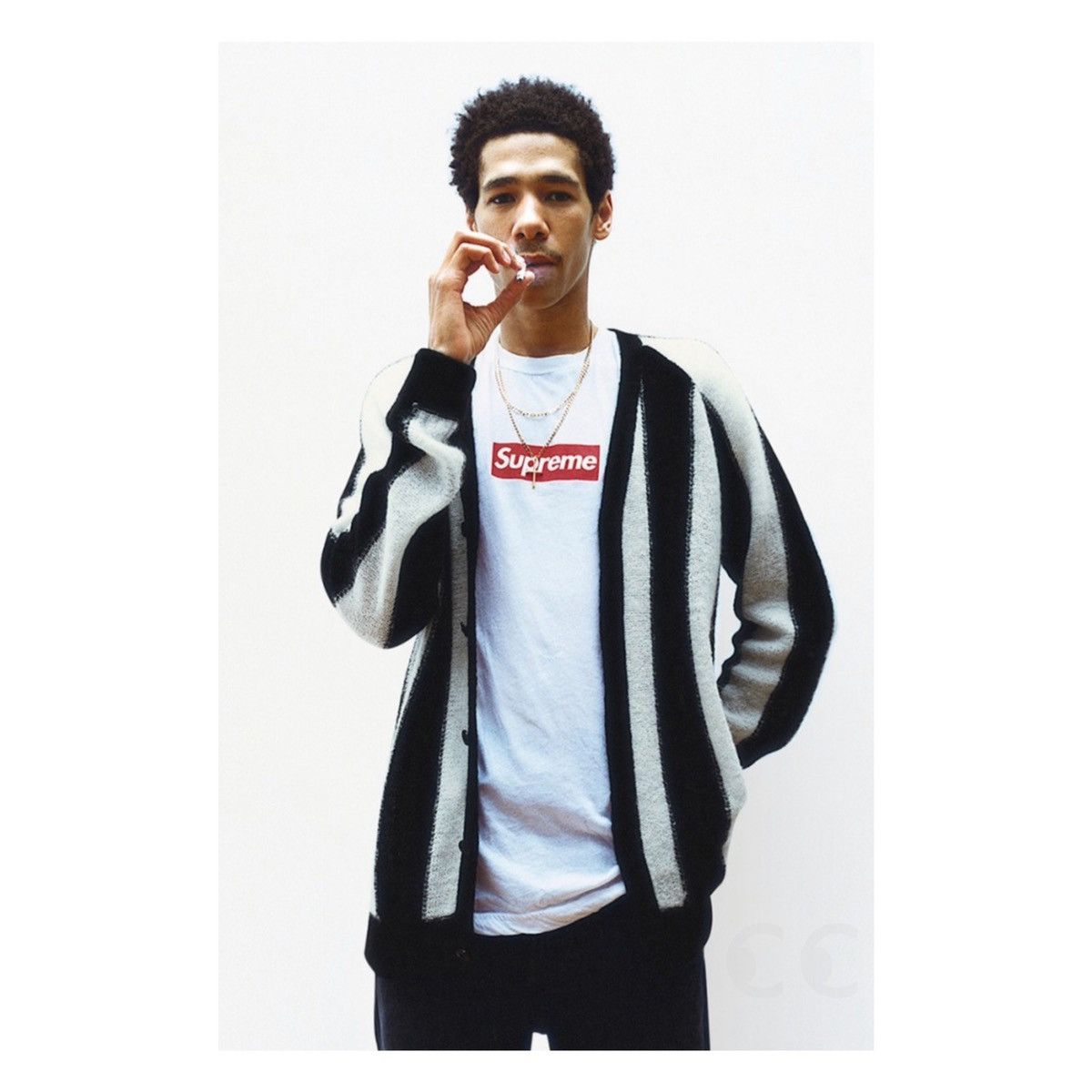 Supreme SUPREME STRIPED MOHAIR CARDIGAN 2013 Grail Kurt Cobain Ian 