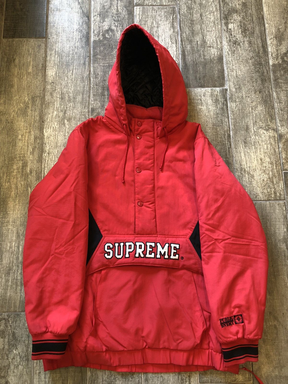 Public Enemy Supreme Supreme x Public Enemy Red Starter Jacket 2006 Grailed