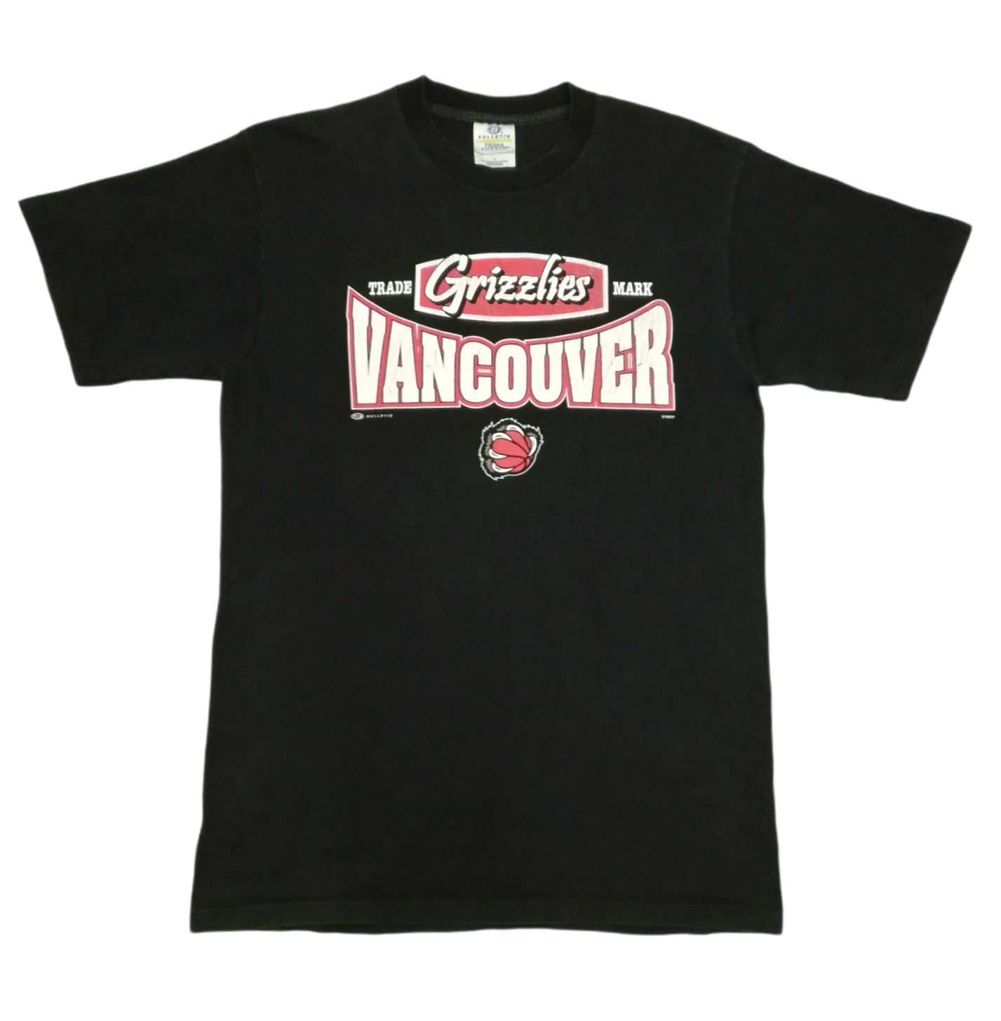 image of 90's Vancouver Grizzlies “Big Logo” Bulletin Nbap in Faded Black, Men's (Size Medium)