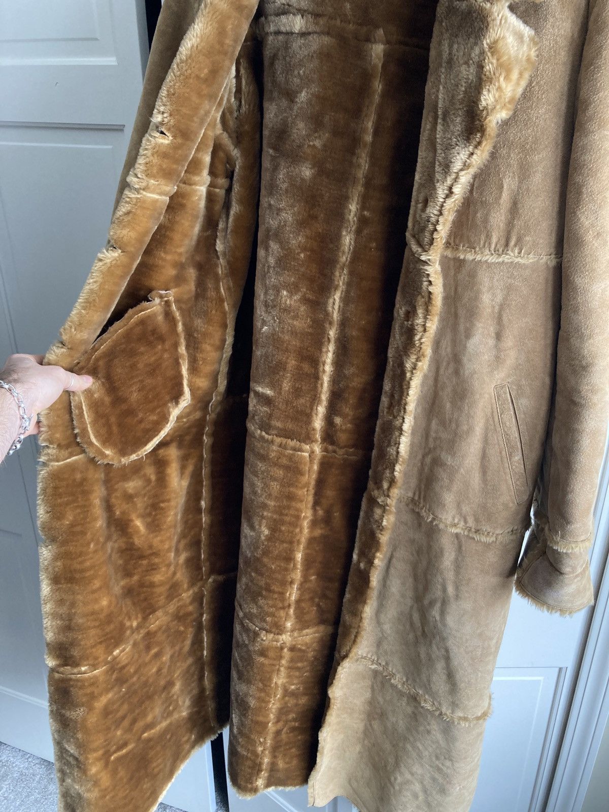 Japanese Brand Vintage Leather / Fur Patch Work Long Jacket Size US XL / EU 56 / 4 - 2 Thumbnail