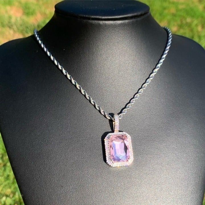 Streetwear Emerald Pendant + Rope Chain Silver | Grailed