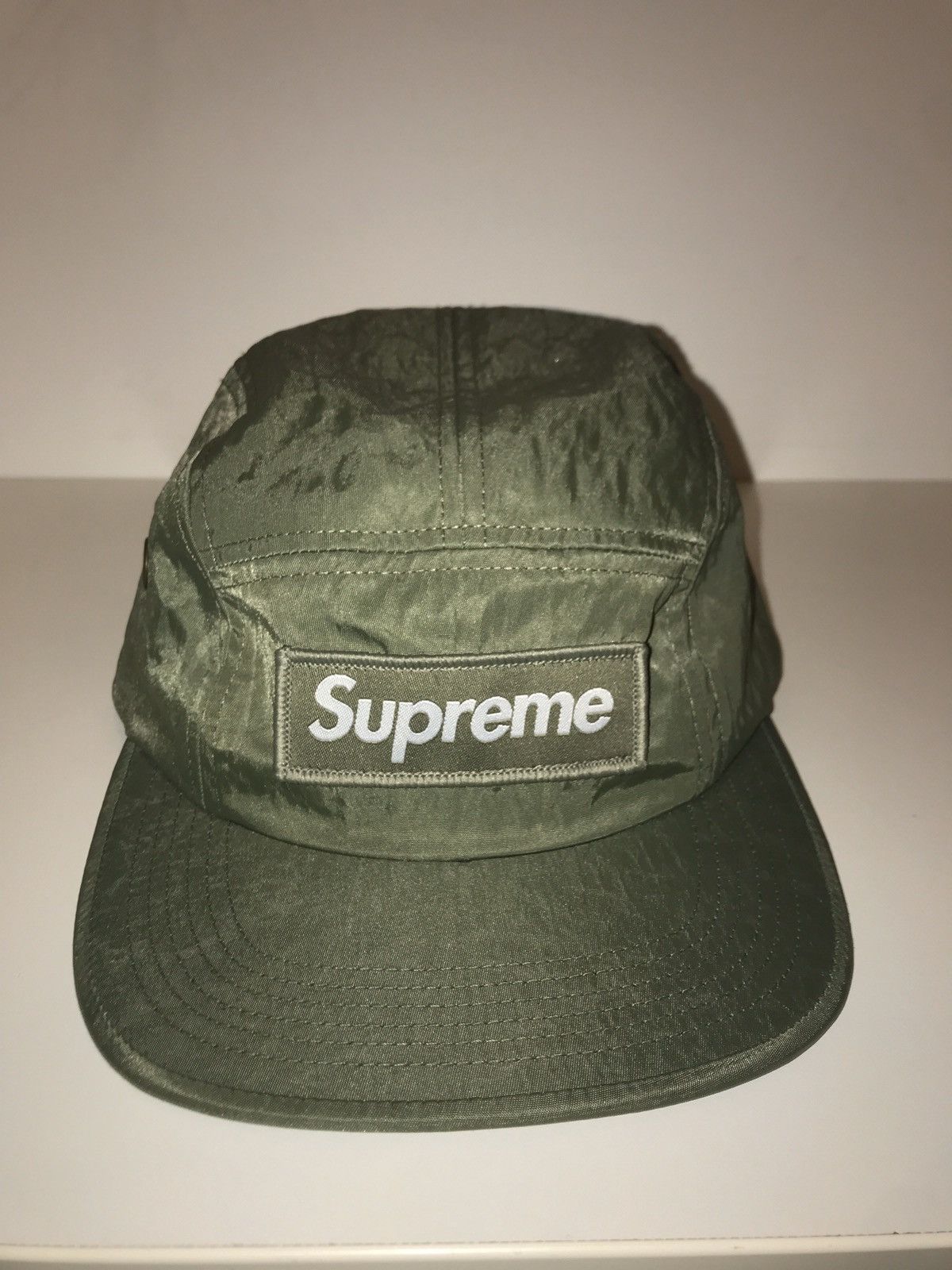 Supreme Washed Nylon Camp Cap Olive Green FW17 Box Logo | Grailed