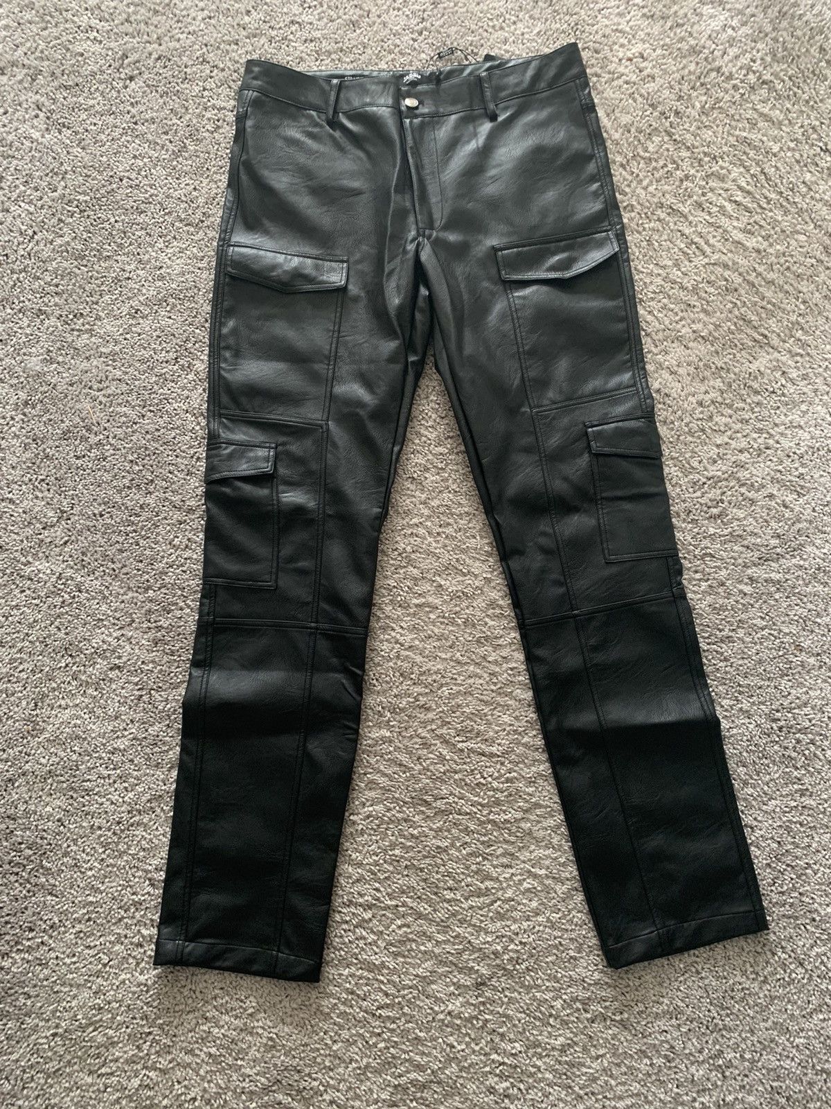 unknown london vegan leather cargo pants