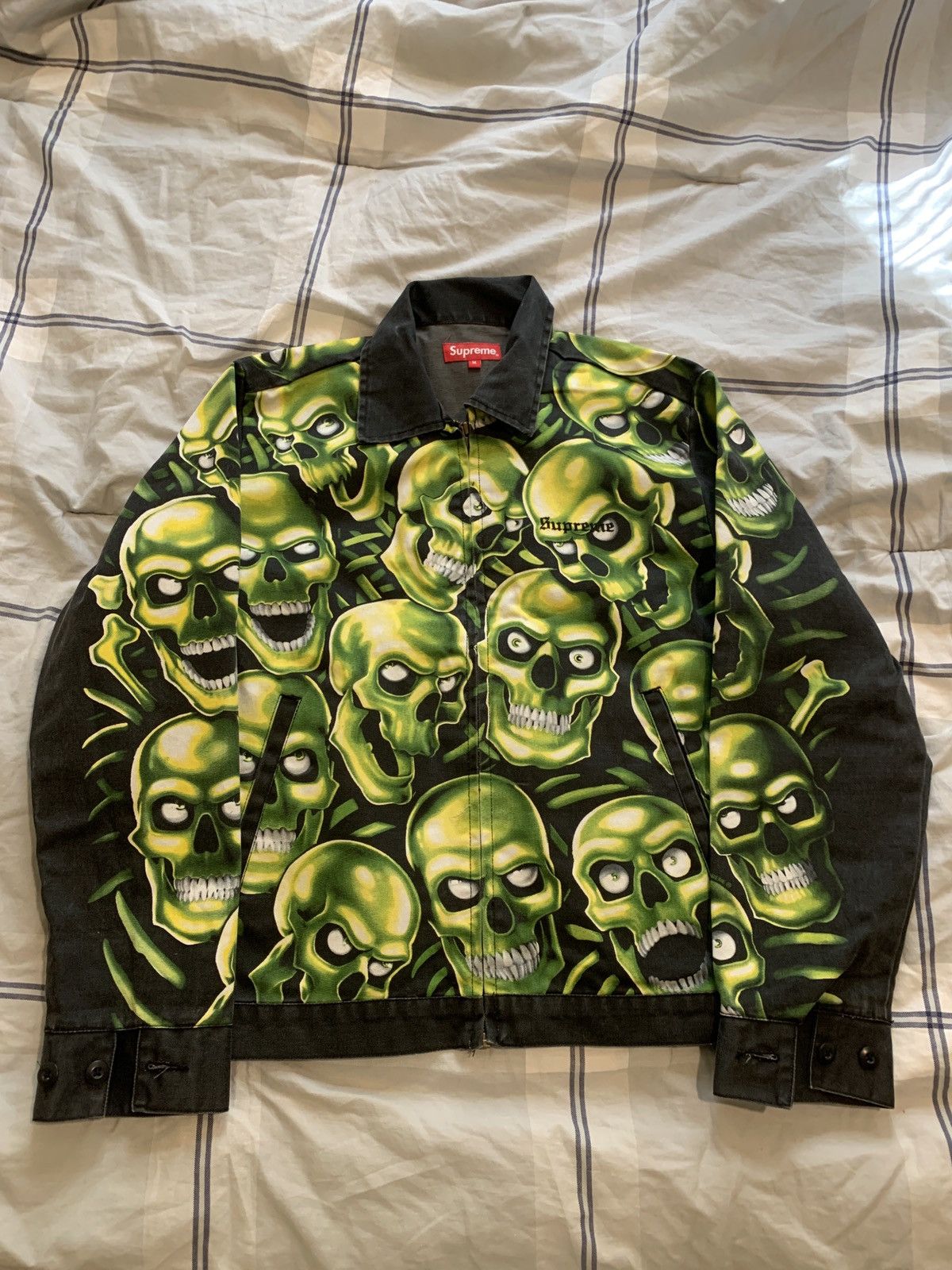 Supreme M Supreme Skull Pile Liquid Blue Work Jacket | Grailed