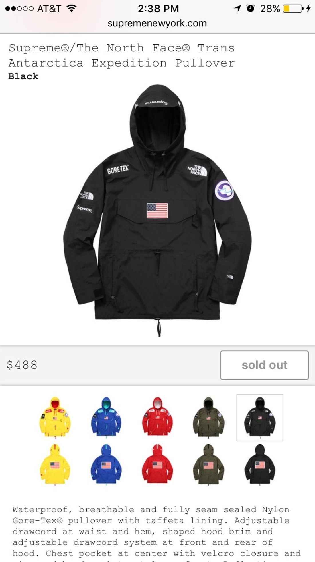 Supreme The North Face Expedition Fleece Cordura Gore Tex Sulphur Jacket  TNF XL