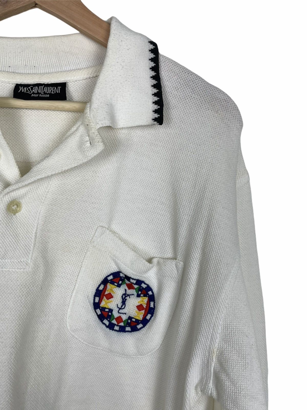 Vintage × Yves Saint Laurent 90s YSL Pour Homme | FW89–FW91 Tribal Knit Italy Size US L / EU 52-54 / 3 - 3 Thumbnail