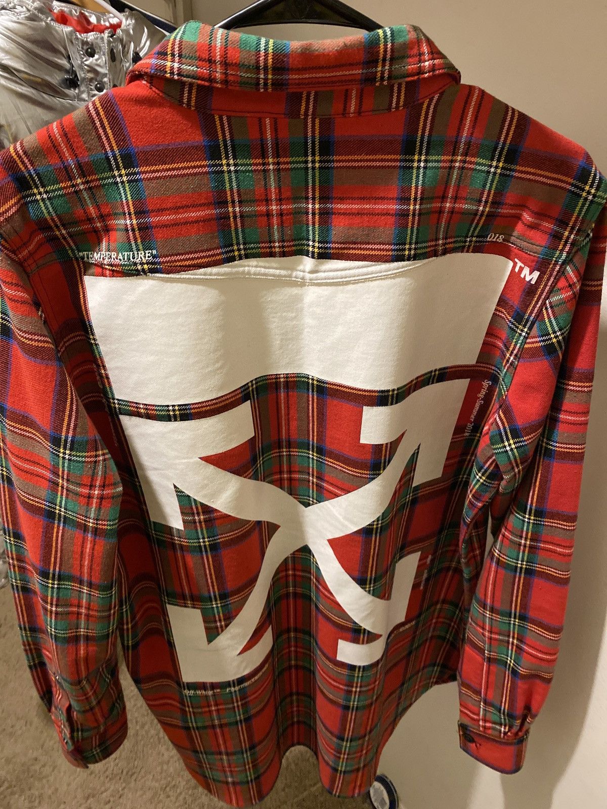 Off white red flannel shirt hotsell