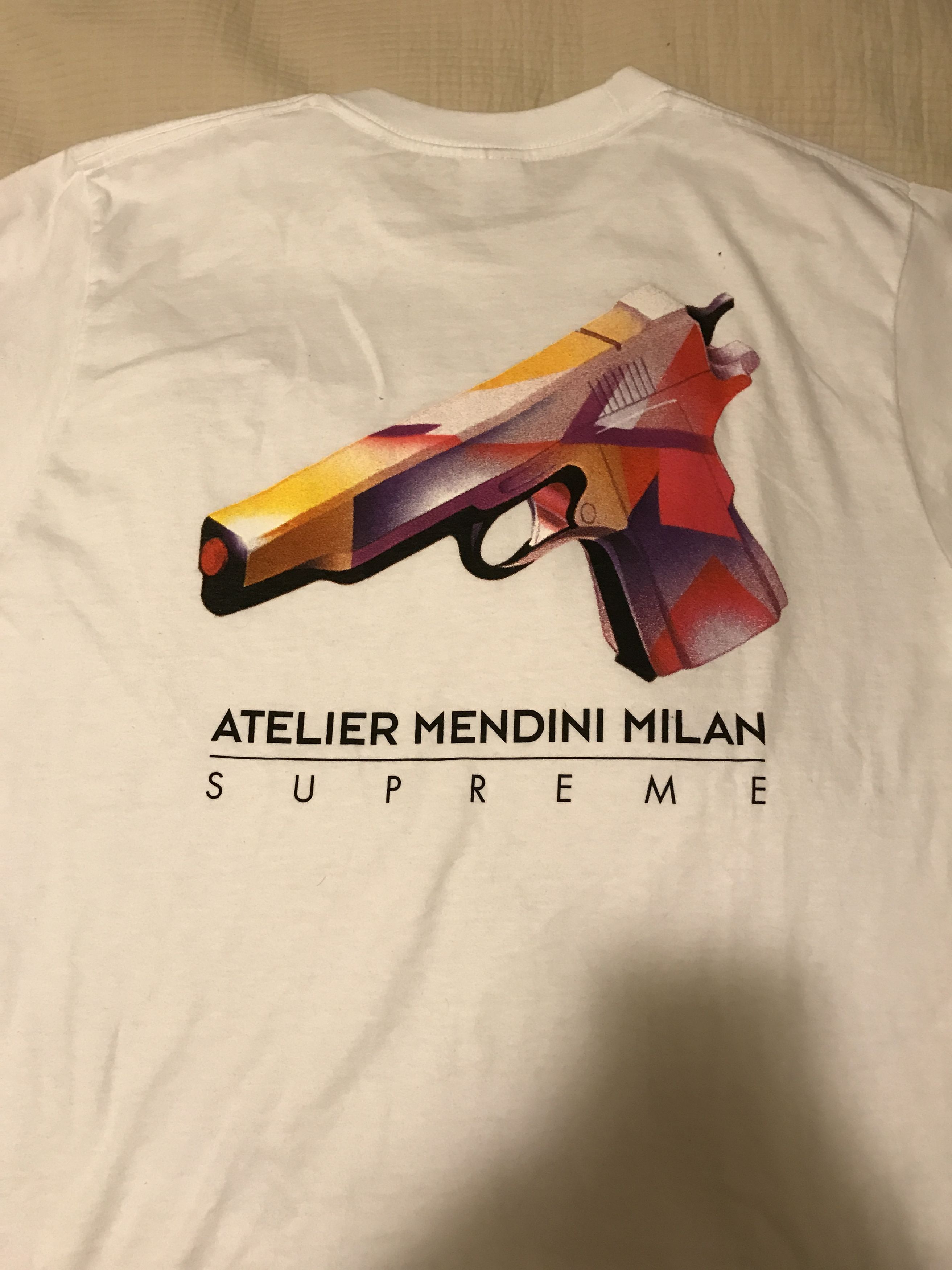 SS16 SUPREME MENDINI GUN HOODED SWEATSHIRT WHITE 送料無料 SS16 SUPREME MENDINI GUN HOODED SWEATSHIRT HOODIE WHITE SIZE