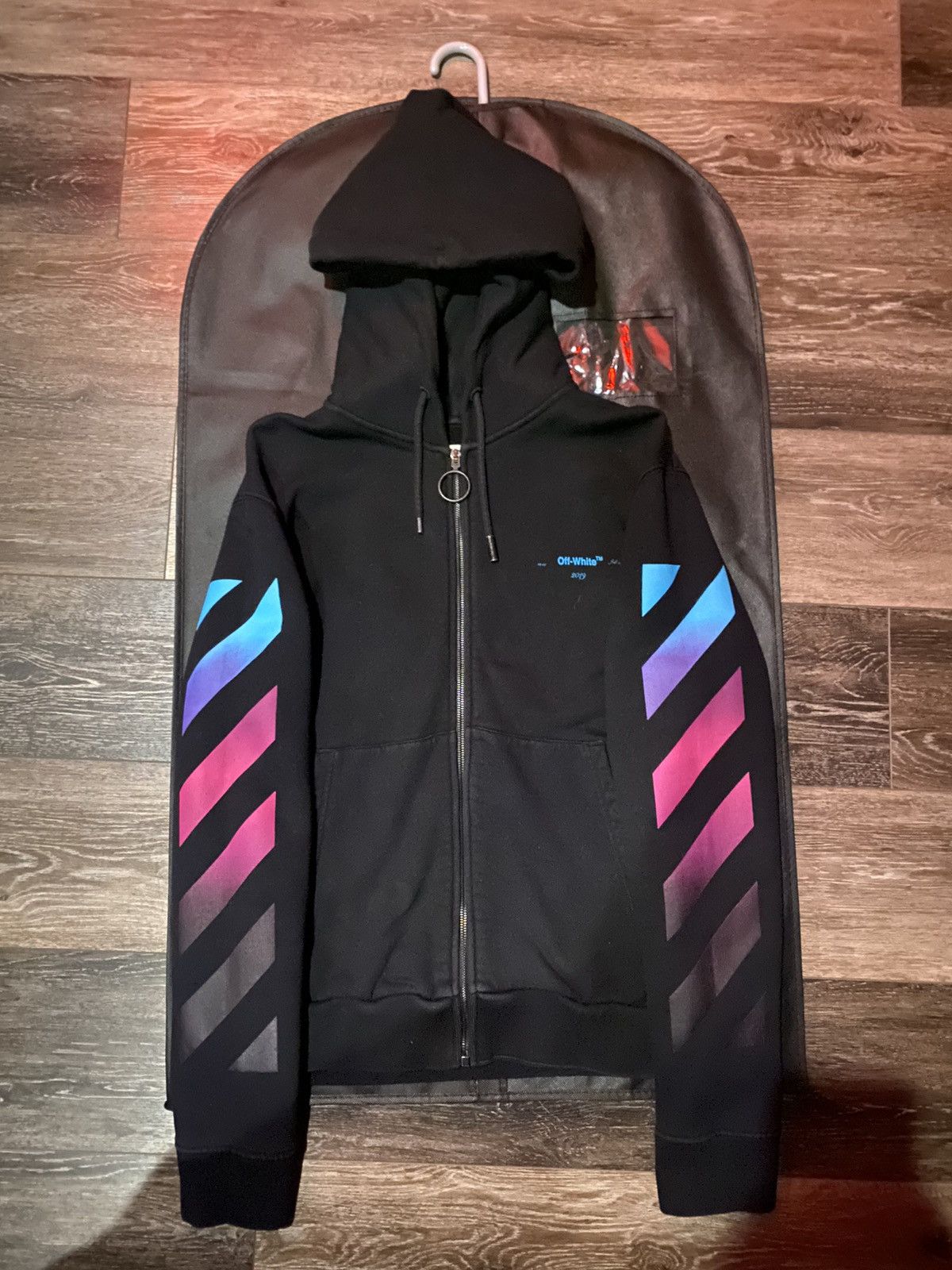 Off White Off white gradient zip up hoodie Grailed
