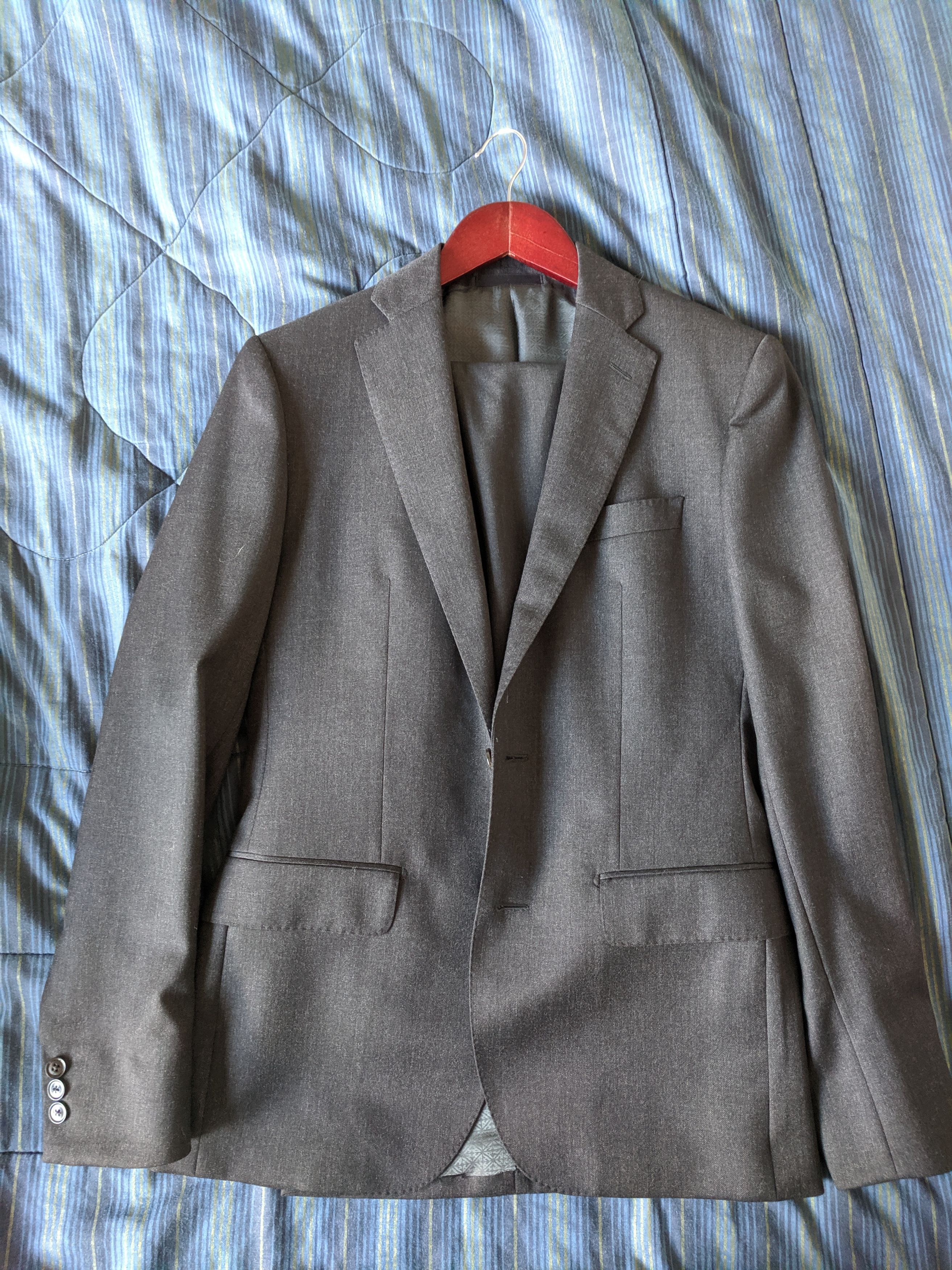 image of Hardy Amies Two-Piece Suit in Charcoal, Men's (Size 36S)