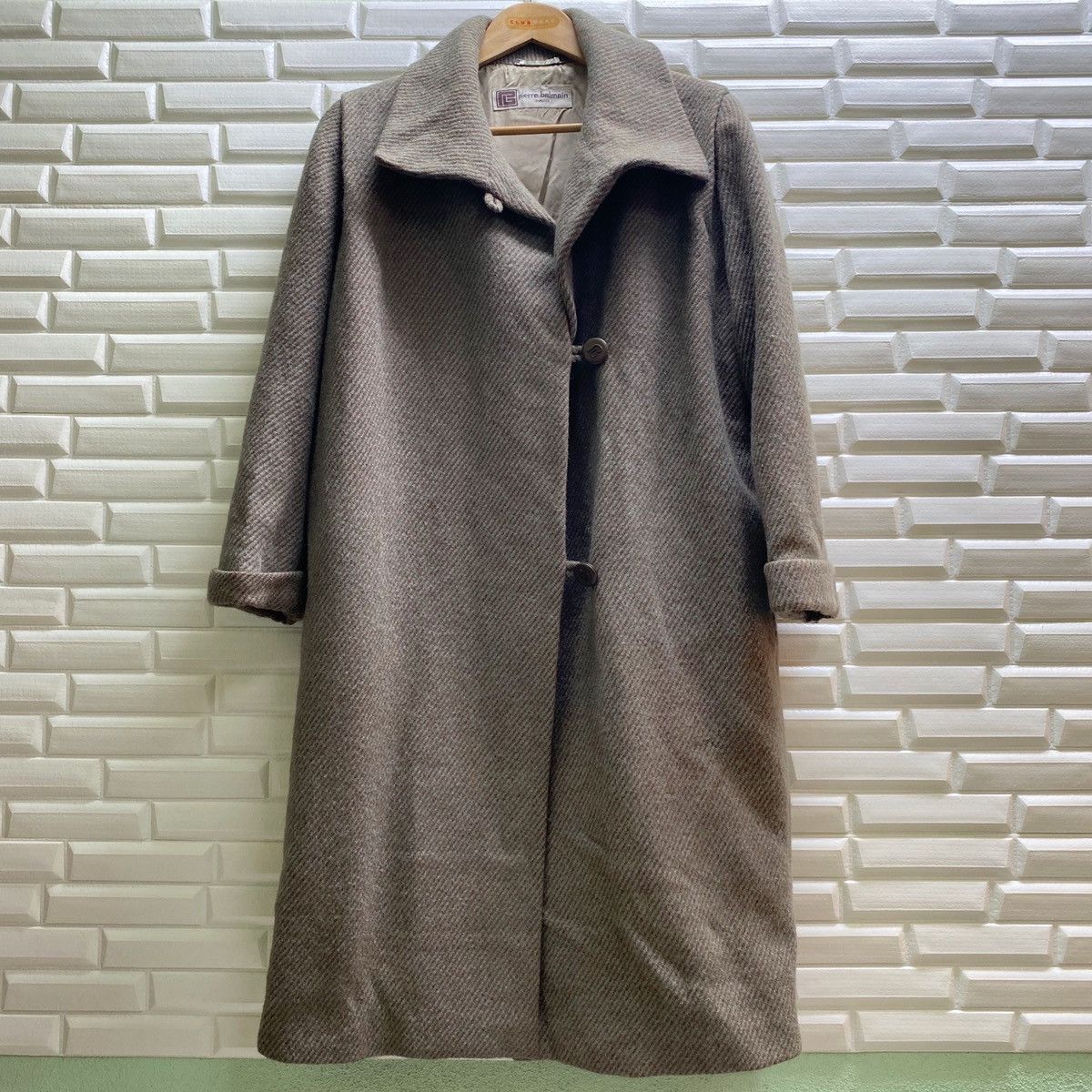 Vintage Pierre Balmain Paris wool blend long trench overcoat