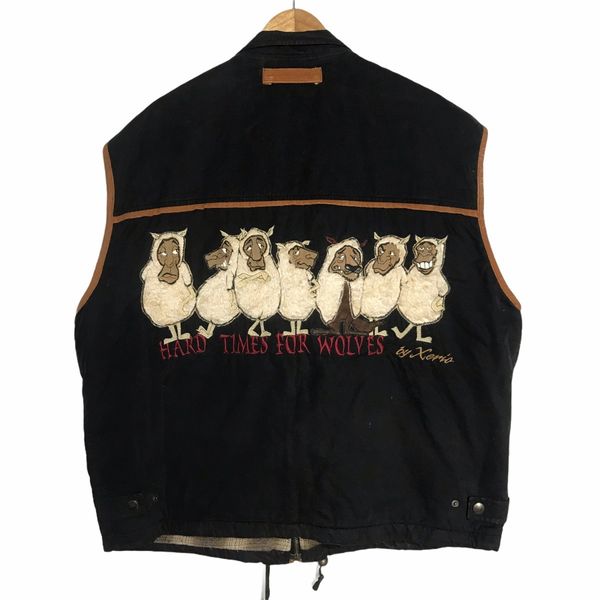 Vintage Hard times for wolves by xerio classic details vest jacket