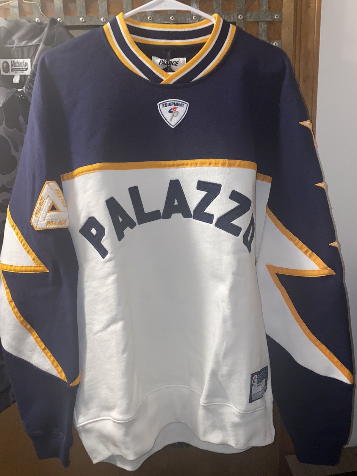 Palace Palace Palazzo Crewneck (Navy Blue,White, and Gold) | Grailed