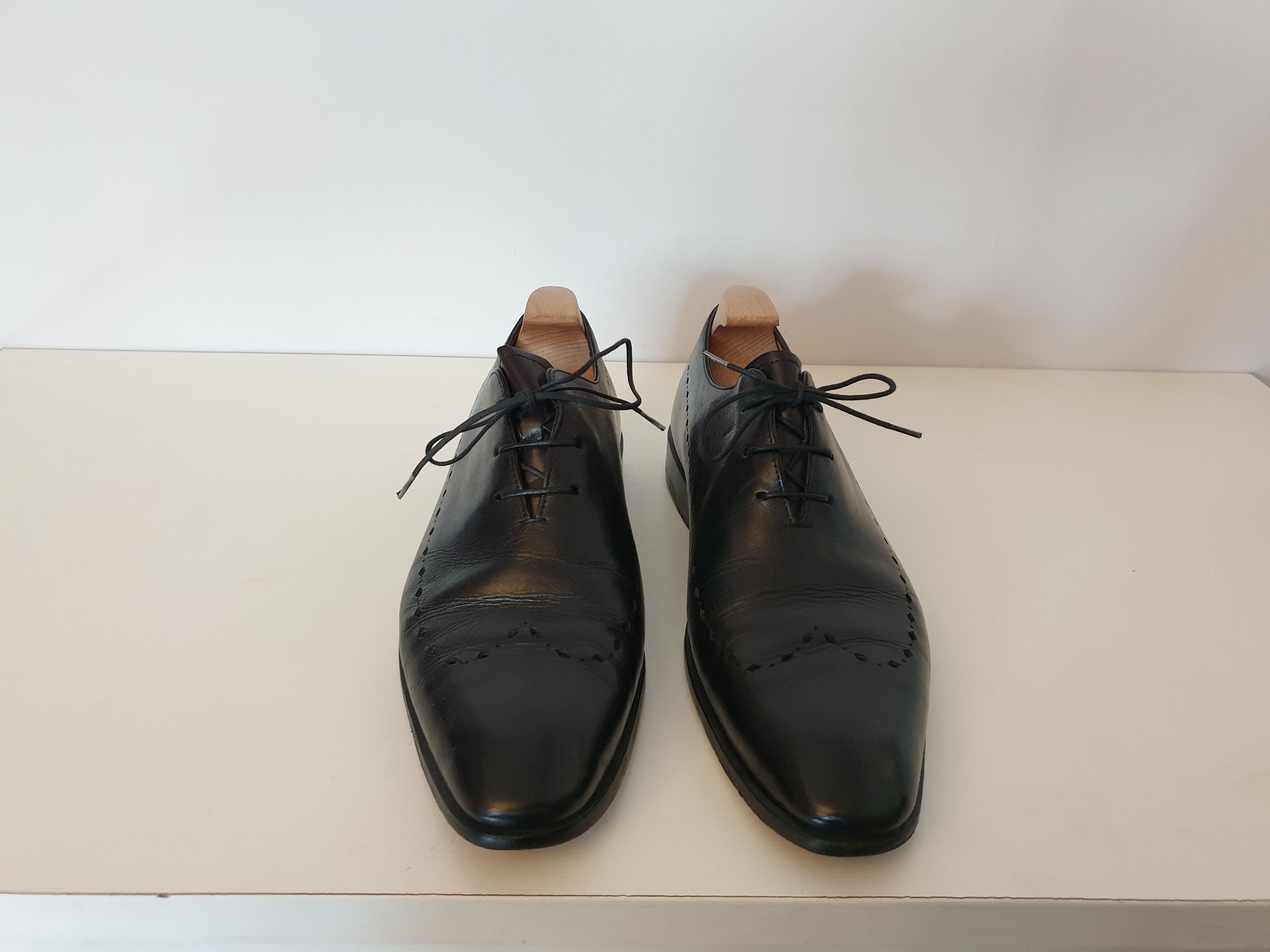 靴 TANINO CRISCI Tanino Crisci dress shoes black leather cap toe oxfords size 9.5