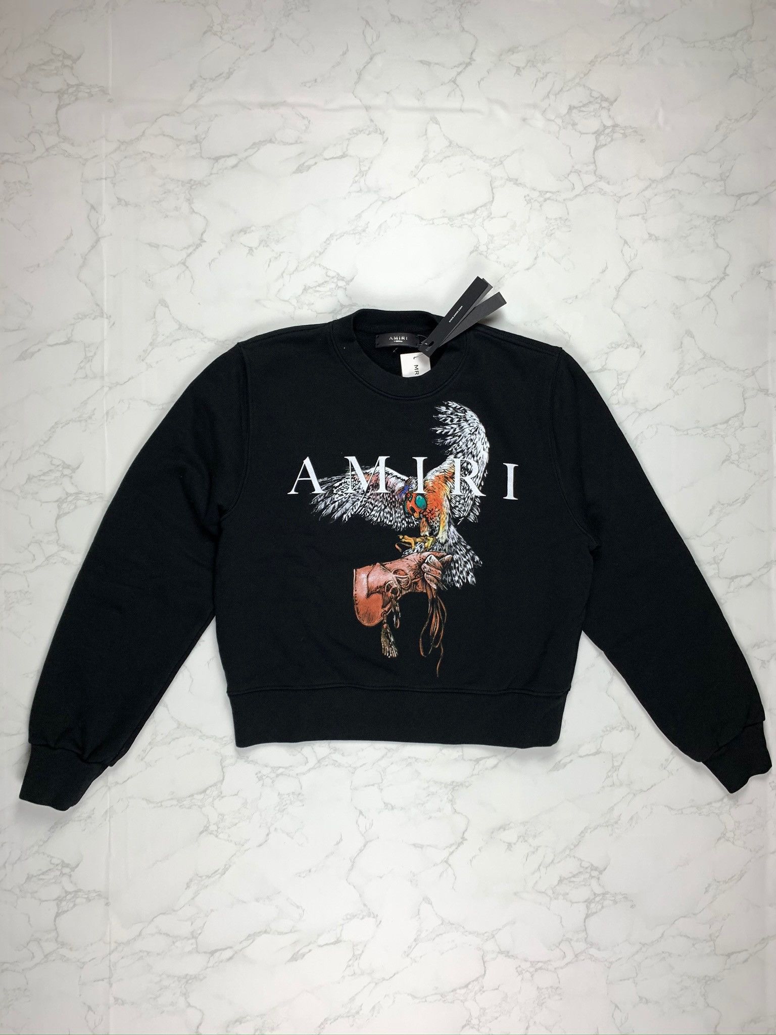 Amiri 50 OFF SALE Amiri Black Falcon Crewneck Sweatshirt Grailed