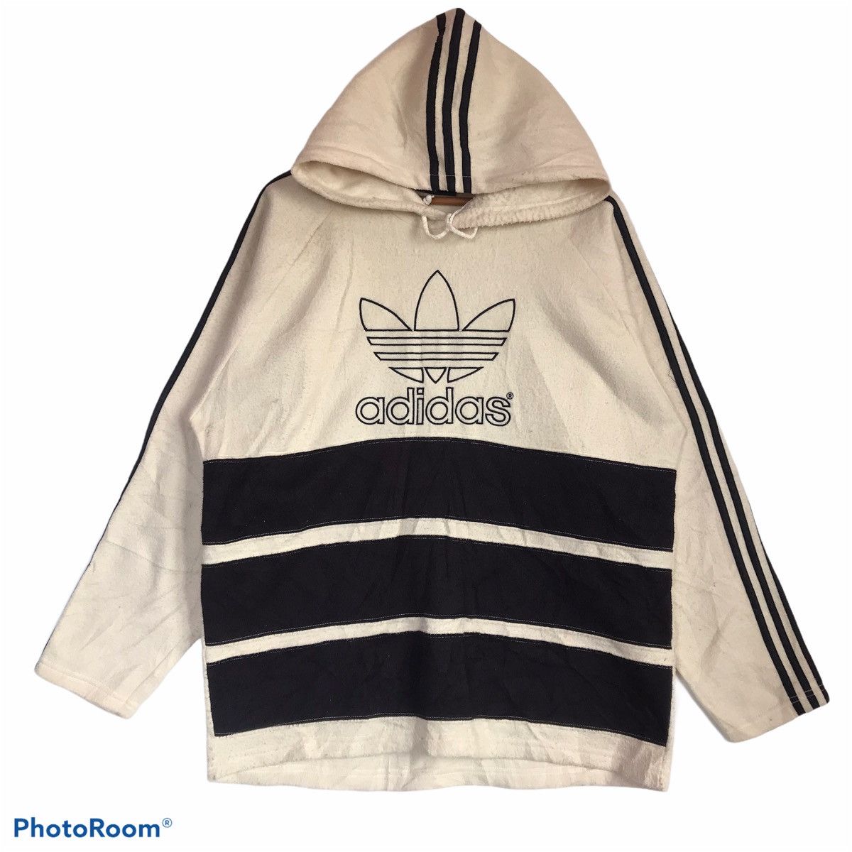 ADIDAS Sweatshirt Big Logo Embroidered Streetwear Medium