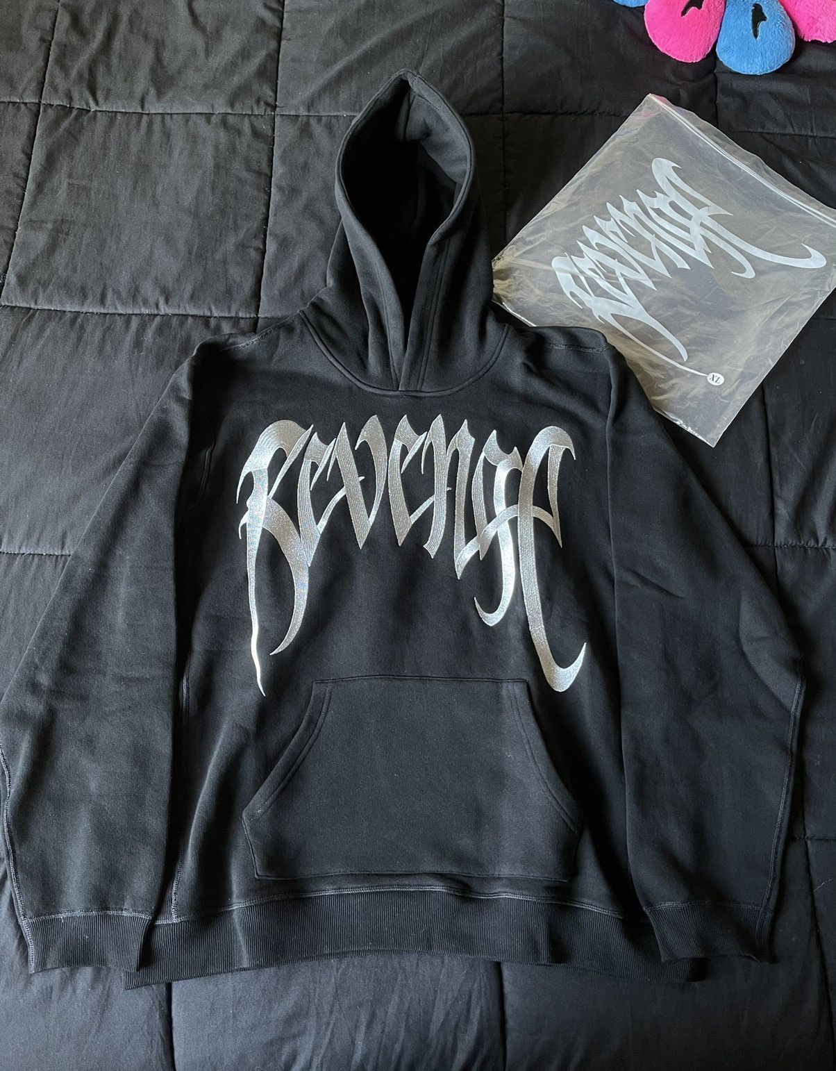 Revenge REVENGE EMBROIDERED FRENCH TERRY HOODIE METALLIC SILVER Grailed