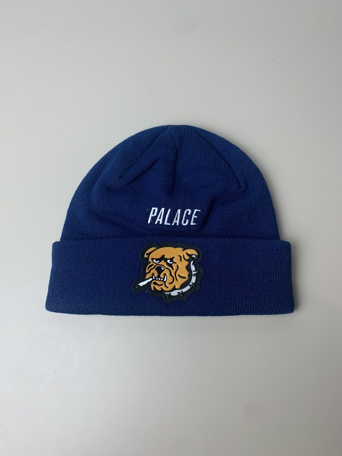 image of Palace Zooted Joint Bulldog Beanie Hat Navy, Men's