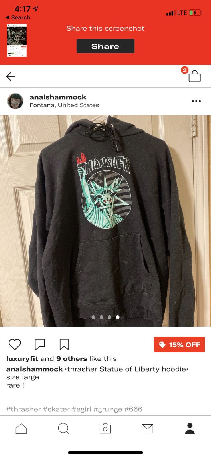 Thrasher Statue of Liberty Thrasher hoodie Grailed