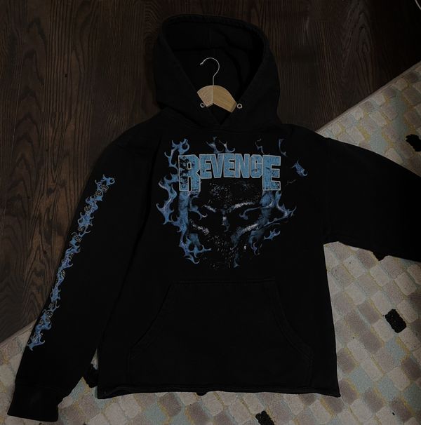 Revenge Revenge Gallery Blue Flame Skull Hoodie | Grailed