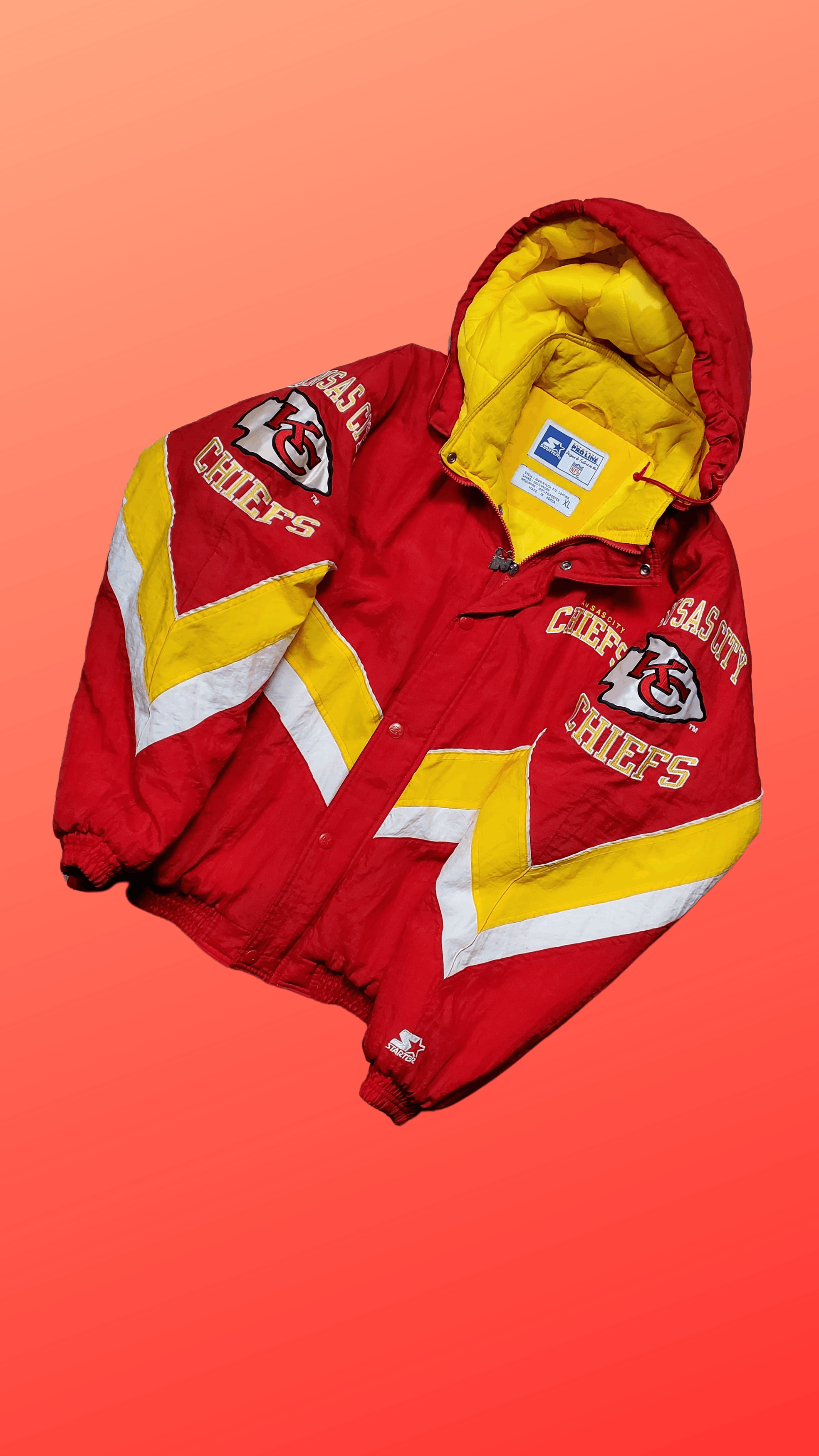 1990's KANSAS CITY CHIEFS LOGO ATHLETIC RAIN COAT XL