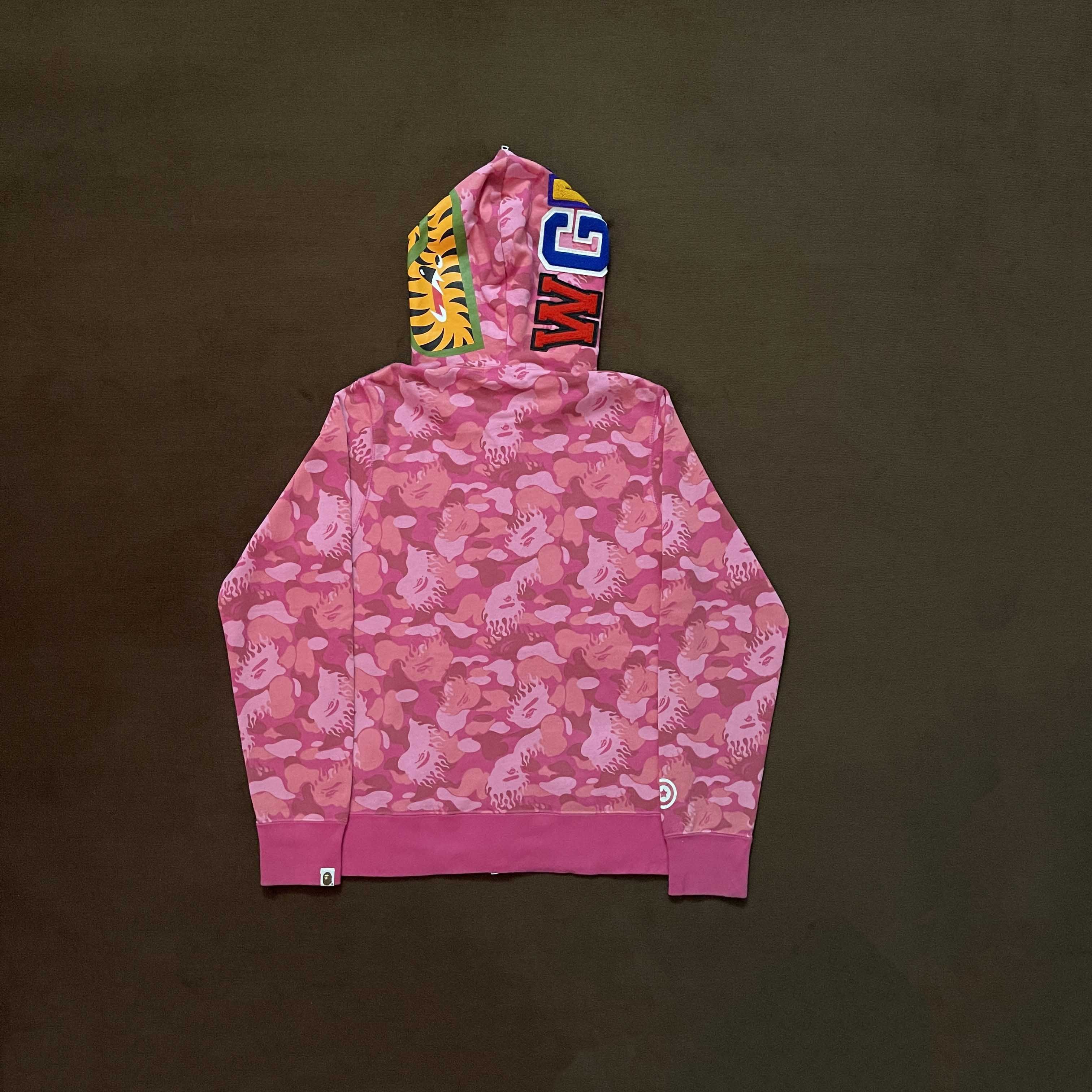 Bape Bape Fire Camo Shark Full ZIp Up Hoodie Grailed