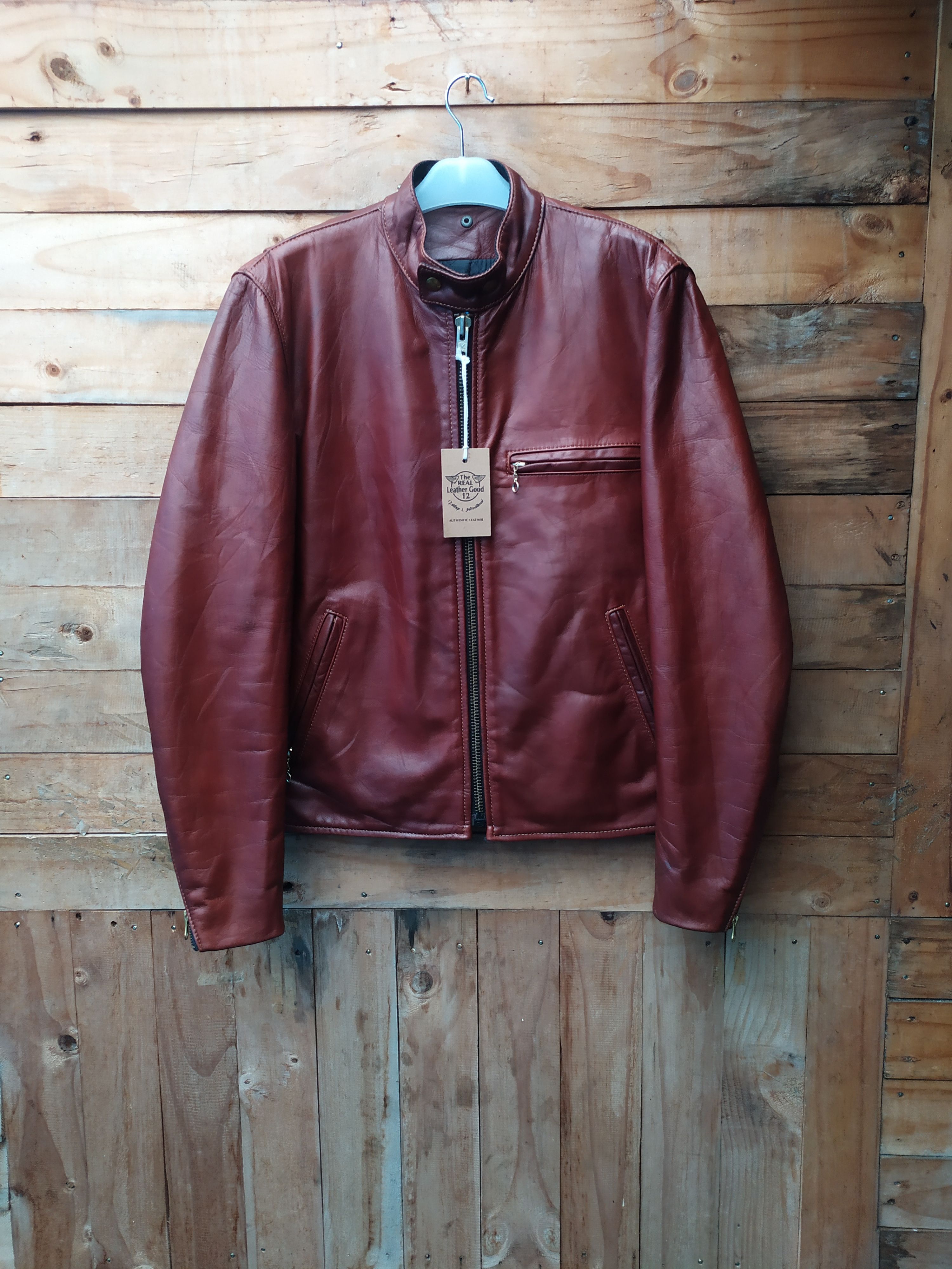 VANSON GENUINEHORSEHIDE CHEERY REDDISH CAFE RACER JACKET