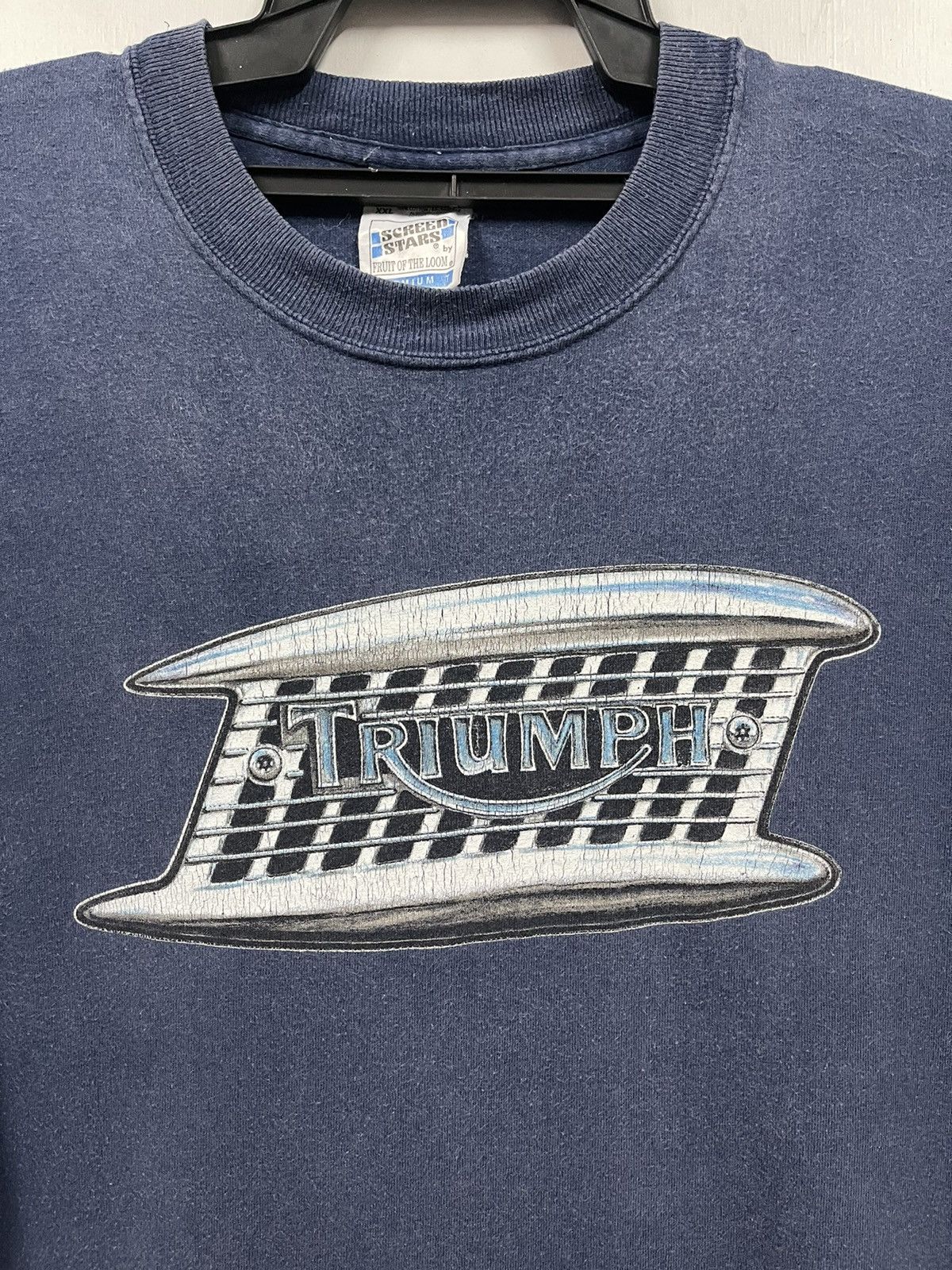 Vintage Vintage Distressed 90s Triumph Motorcycle Classic Logo Shirt Size US XXL / EU 58 / 5 - 1 Thumbnail