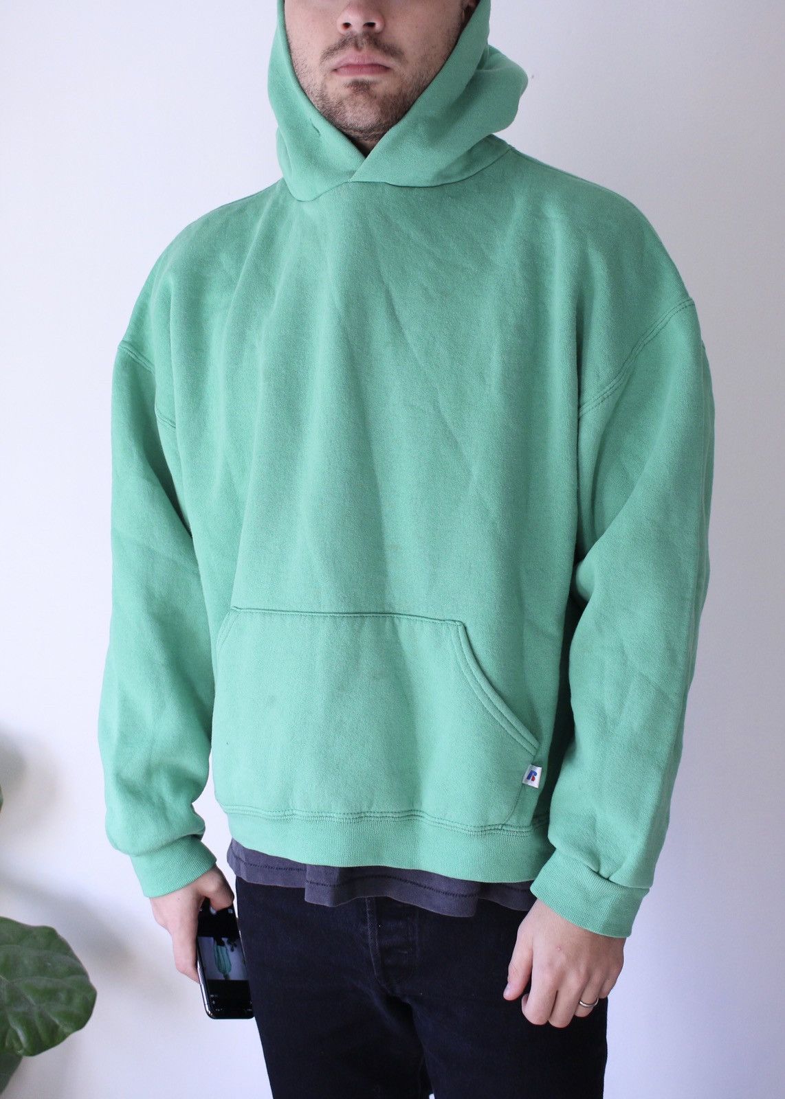 Russell Athletic Vintage 90s Russel Athletic Blank Hoodie Sweatshirt Green Size US L / EU 52-54 / 3 - 1 Thumbnail