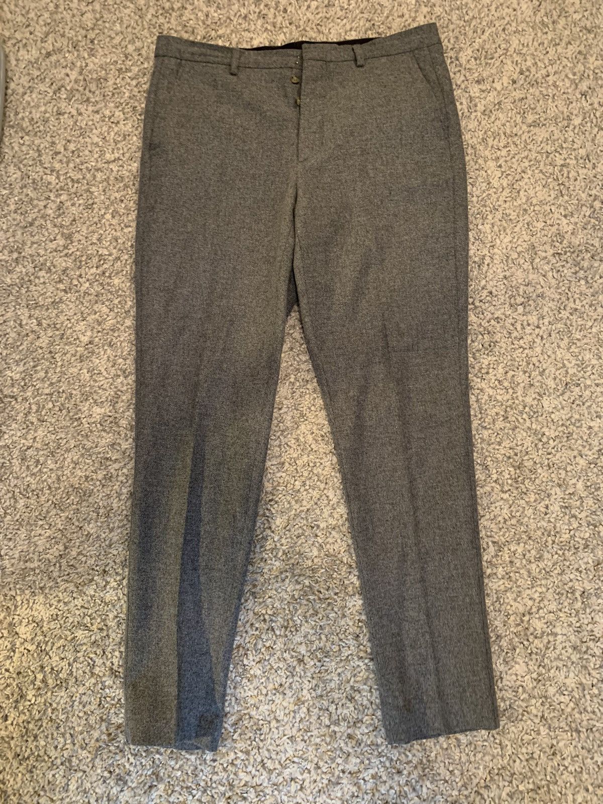 image of Ami Grey Wool Pants, Men's (Size 34)