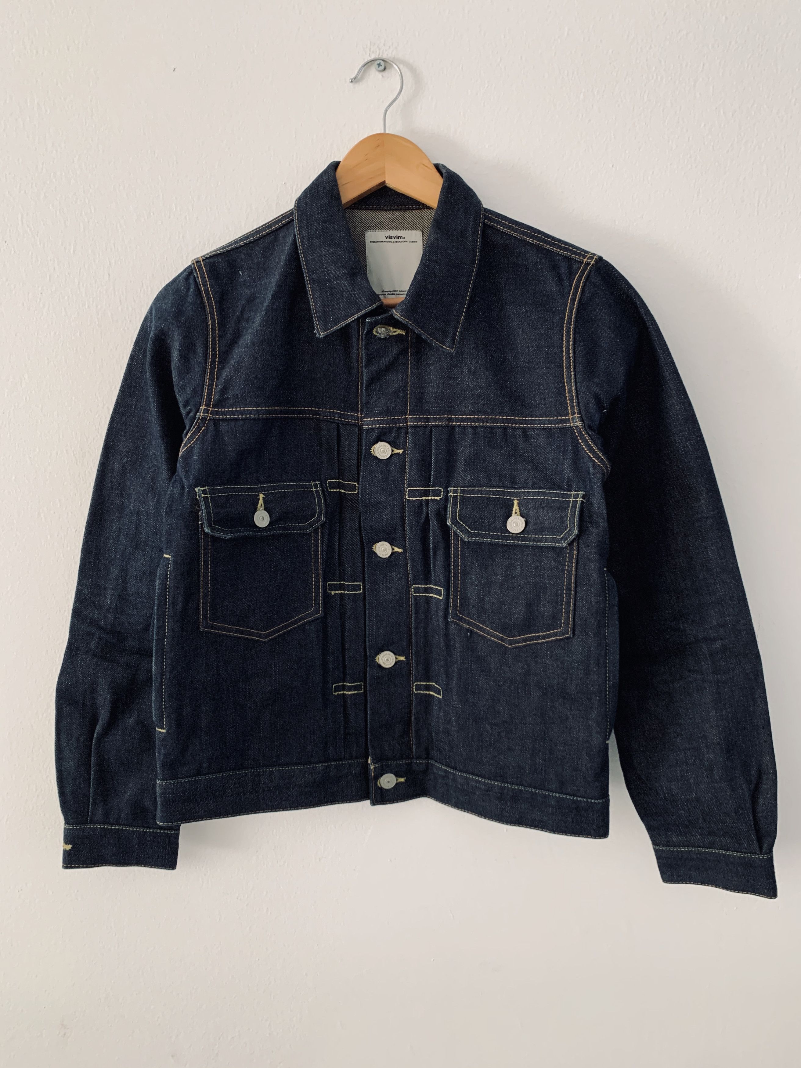 image of Visvim 101 Unwashed Denim Jacket in Indigo, Men's (Size Small)