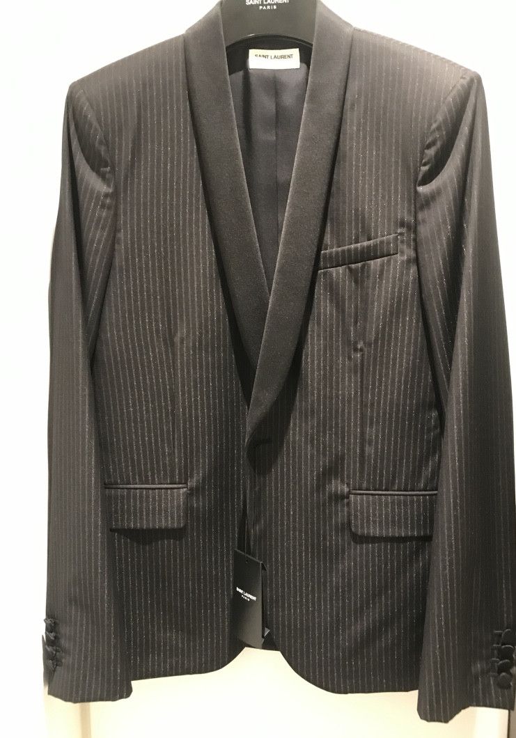 Hedi Slimane × Saint Laurent Paris Saint Laurent Paris Metallic Anthracite Le Smoking Jacket Size 40R - 1 Thumbnail