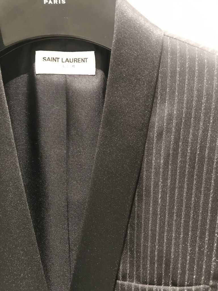 Hedi Slimane × Saint Laurent Paris Saint Laurent Paris Metallic Anthracite Le Smoking Jacket Size 40R - 2 Thumbnail