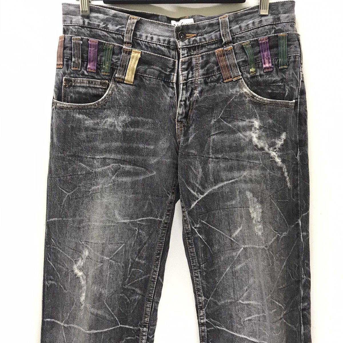 Japanese Brand Nylaus Denim Double Waist Jeans Acid Wash Size US 32 / EU 48 - 3 Thumbnail