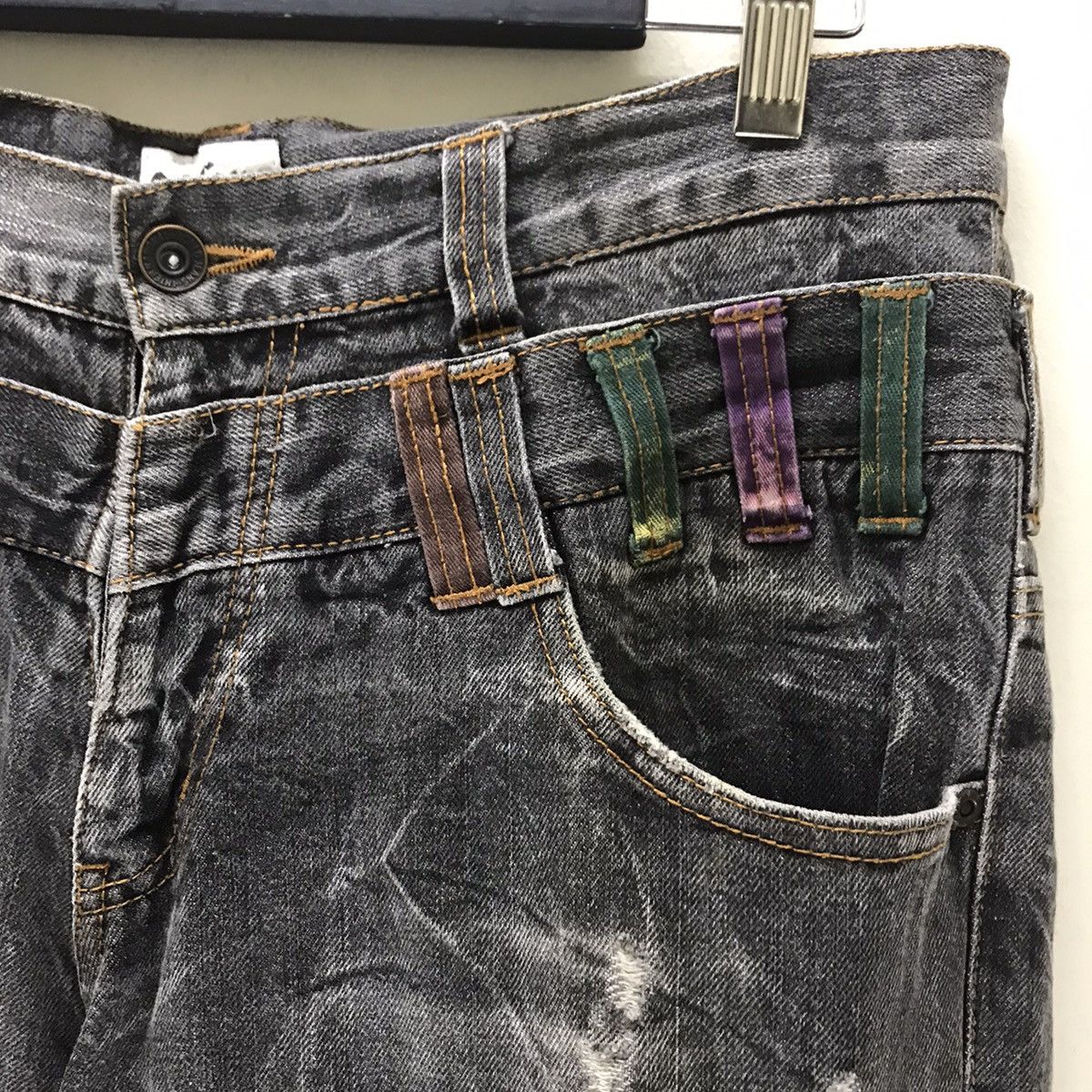Japanese Brand Nylaus Denim Double Waist Jeans Acid Wash Size US 32 / EU 48 - 5 Thumbnail