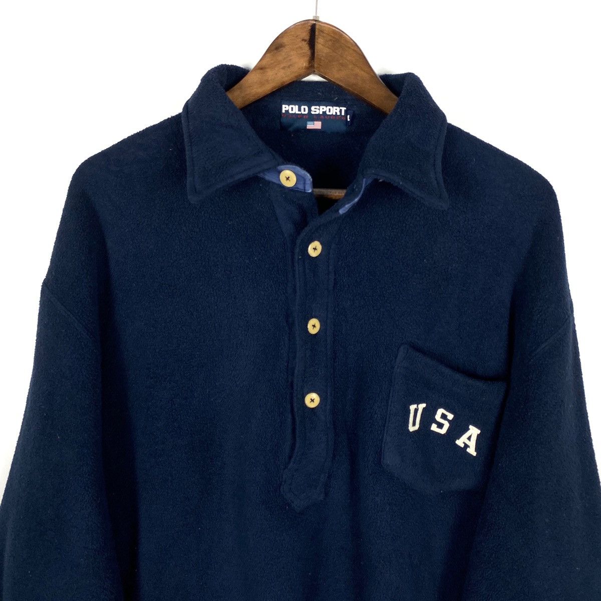 Polo Ralph Lauren × Ralph Lauren Sport Vintage 90s Ralph Lauren Sport USA Fleece Half Button Size US XL / EU 56 / 4 - 5 Thumbnail