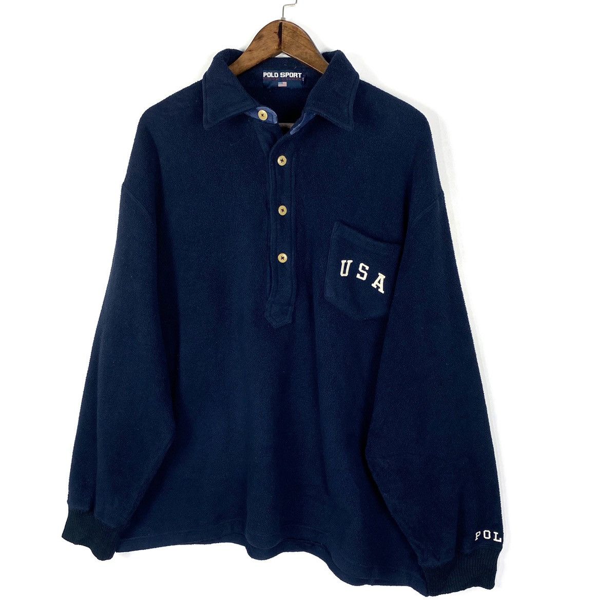 Polo Ralph Lauren × Ralph Lauren Sport Vintage 90s Ralph Lauren Sport USA Fleece Half Button Size US XL / EU 56 / 4 - 3 Thumbnail