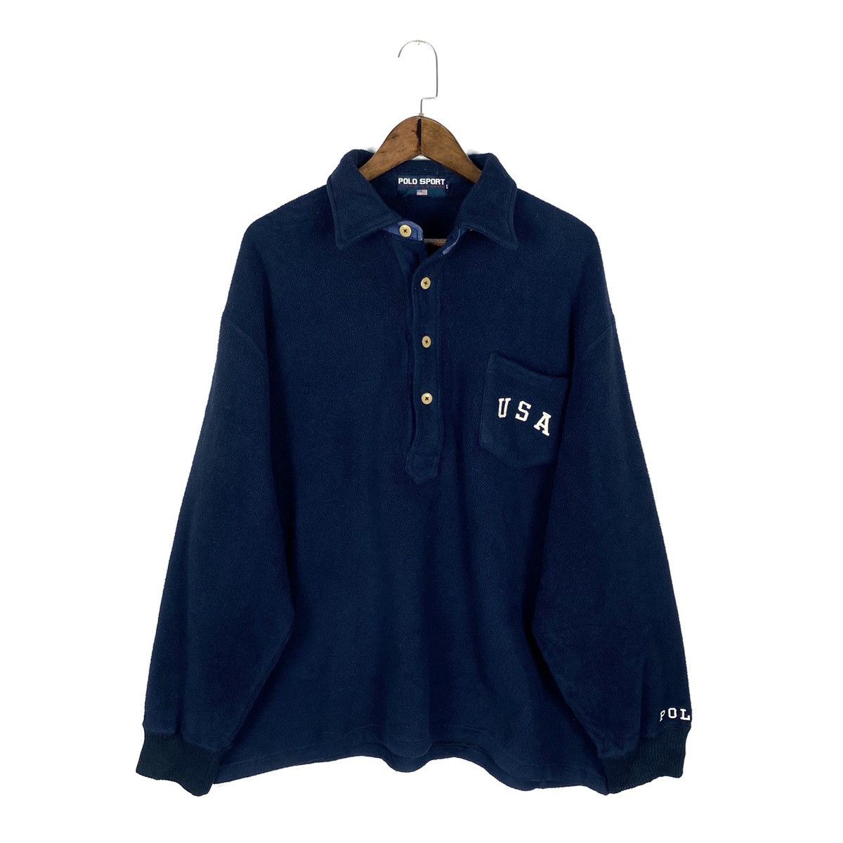 Polo Ralph Lauren × Ralph Lauren Sport Vintage 90s Ralph Lauren Sport USA Fleece Half Button Size US XL / EU 56 / 4 - 2 Thumbnail