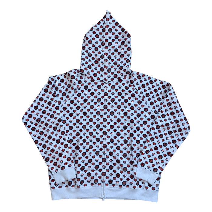 BAPE Milo Monogram Full Zip Hoodie White A Bathing Ape Size M