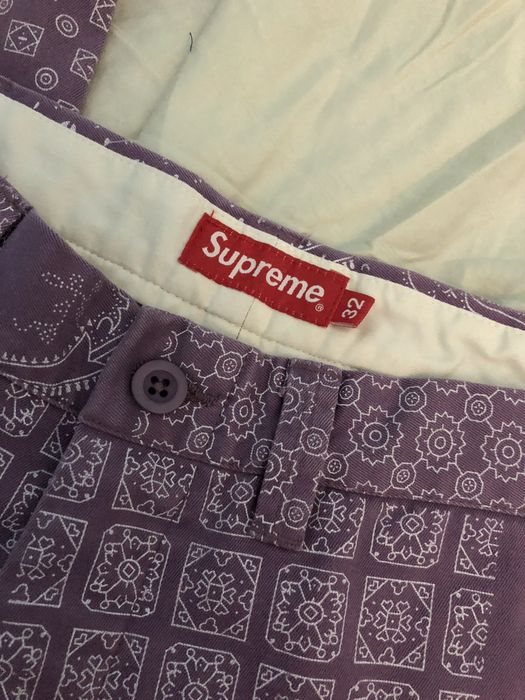 Supreme Supreme Paisley Grid Chino Pant - Dark Lilac | Grailed